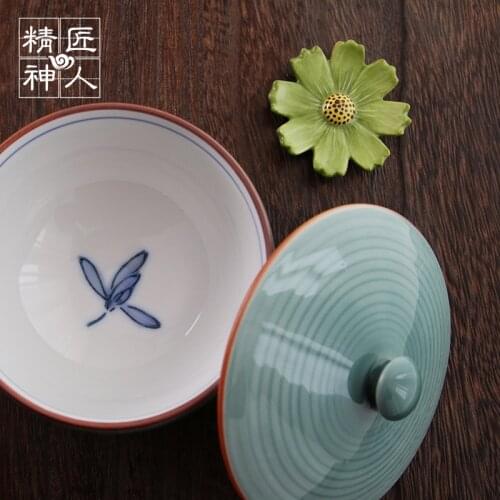 Spot LAN 】 a field burning hand-painted tureen imported from Japan Japanese bowl with cover cup sweet tea cups