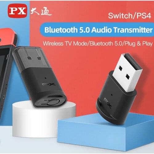 PX USB Bluetooth 5.0 Audio Transmitter Switch Bluetooth Adapter TV Mode for Nintendo PS4 PS5 PC Computer Airpods