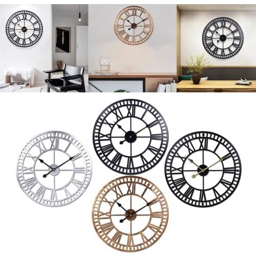 Vintage Wall Clock 40cm Wall Art Hanging Clocks Quiet Swing Decorative Clocks Iron Wall Watch Clocks Home Decor Wall Decoration