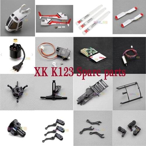 Wltoys XK K123 RC Helicopter spare parts motor servo propellers blade body shell landing gear bearing receiver screw connect rod