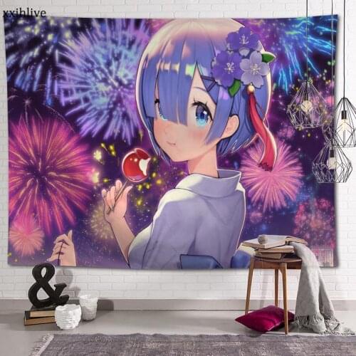 Japanese Anime Re ZERO -Starting Life in Another World Custom HD Tapestry For Carpet Travel Mattress Wall Carpets Art Home Decor