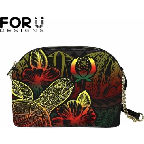 FORUDESIGNS PU Leather Shoulder Bags Women Girls Pohnpei Polynesian Turtle Print Crossbody Bag Elegant Messenger Bags for Ladies