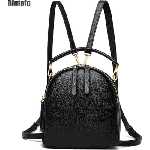 Women Multifunctional Backpack Genuine Leather Handbag Elegant Mochila Antirrobo Mujer Small Shoulder Bag Bolso Mujer Casual New