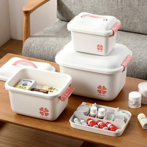 1PCS Plastic Home Medical Box Multifunctional Portable Cosmetic Storage Box Home Emergency Storage Box