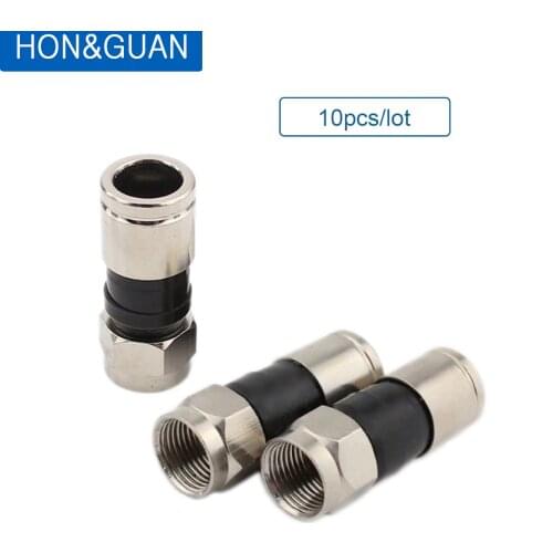 Hon&Guan 10pcs RG6 Coax Compression Cable Connector Coaxial RG-6 Coax Connector
