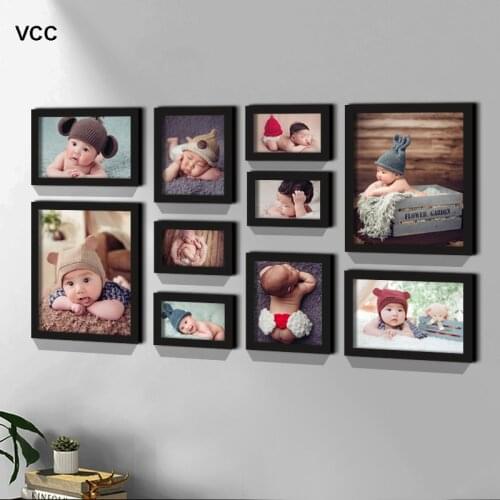 10Pcs/Set Natural Wooden Picture Frames For Wall Hanging, Photo Frame Wall Art Wood Frame For Home Decoration Photo Decor