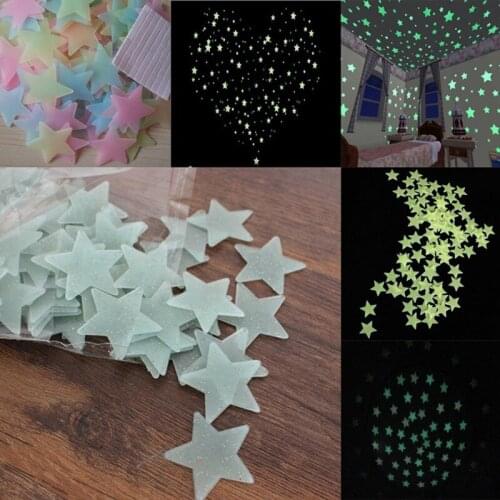 100pcs Stars Luminous Wall Stickers Decal Glow In The Dark Baby Kids Bedroom Home Decor Fluorescent Wall Stickers Decal