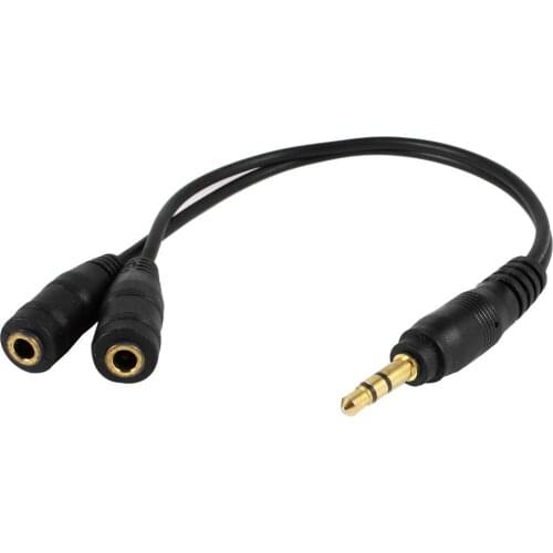 23 cm 3.5 mm dual connector plug male - female adapter jack stereo audio cable