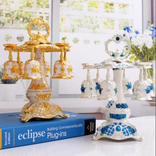 6cups /set fashion metal wine cups bar accessories bottle dispenser whiskey decanter liquor cups for moonshine JB007