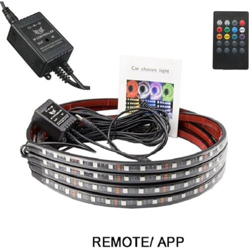 Car Flexible Strip Remote APP Control RGB Decorative Atmosphere Lamp Underglow Underbody System Neon Light LED Happy Lighting