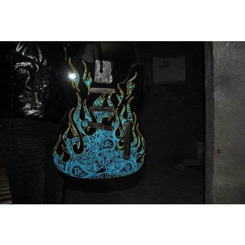 Free shipping custom 6 string semi finished guitar body,blue fire guitar with paint,basswood with paint