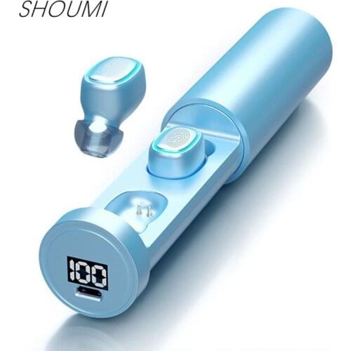 Shoumi TWS Wireless Earphone Bluetooth Headset Stereo in-Ear Sports Earbuds with Power Digital Display Touch Mic for Tablet