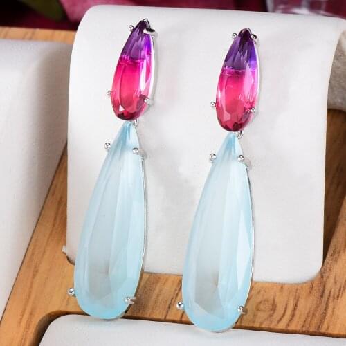 Brand New Luxury Trendy Sky Blue Dangle Earring Enthusiasm Jewelery for Women Fashion Wedding Daily Earring Jewelry High Quality