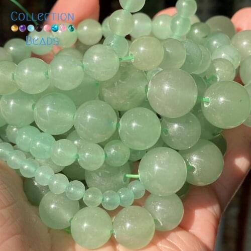 Natural Green Aventurine Spacer Loose Round Beads For Jewelry Making 4-12 mm Diy Bracelets Beads Accessories 15" Wholesale
