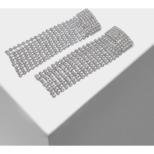 Amorita boutique Fashionable shines rectangular tassel design drop earrings