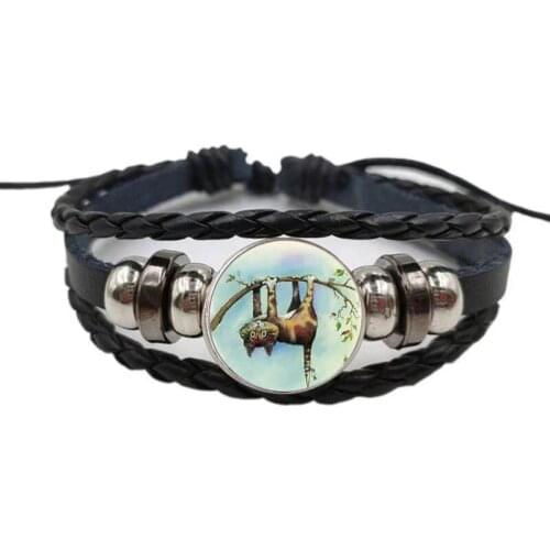 Black Classic Cute Naughty Cat Logo Leather Bracelet Romantic Picture Handmade Retro Bracelet Female Friend Gift