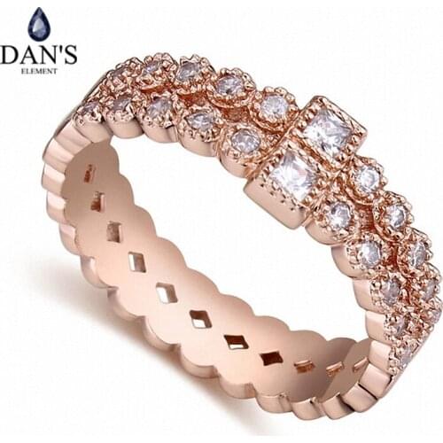 DANS Real Austrian Crystals Brand AAA Zirconia Micro Inlays Fashion Ring for women New Geometric 116501rose