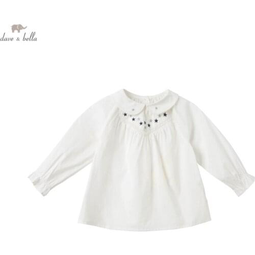DBM17178-1 dave bella spring fashion baby girls stars shirts infant toddler tops children high quality clothes