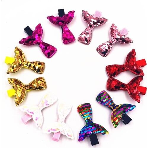 New 12Pcs Cartoon Mermaid Tail Children Hair clip Kids Sequin Hair Accessories Baby Girls Headwear Hairpins Barrettes