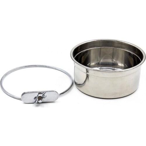 Food Water Feeder Bowl Stainless Steel Food Feeding Bowl Parrot Holder for Parakeet Bird Cage