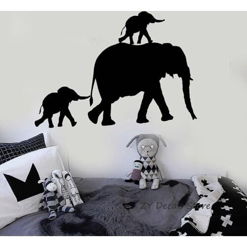 Elephant Family Wall Decals Cute Animals Wall Sticker For Nursery Kids Room DIY Decoration Jungl Animal Art Mural Wallpaper L327