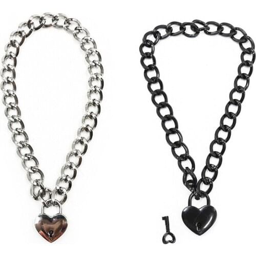 Stainless Steel Lockable Metal Slave Neck Collar BDSM Restraint Bondage Ring Locking Choker Necklace O-Rings Sex Slave Toy Game