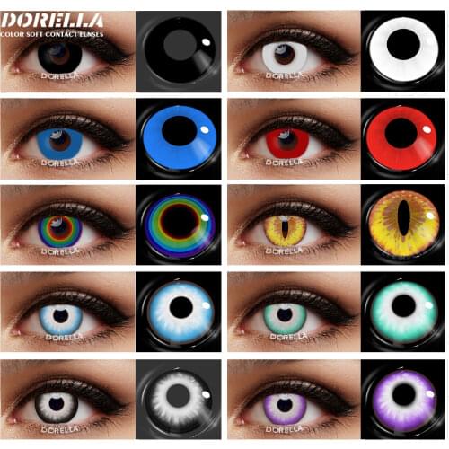 D'ORELLA 1 Pair(2pcs) Pure Color Cateye Cosplay Colorful Contact Lenses Halloween Contact Lens Crazy Lens Eye Color