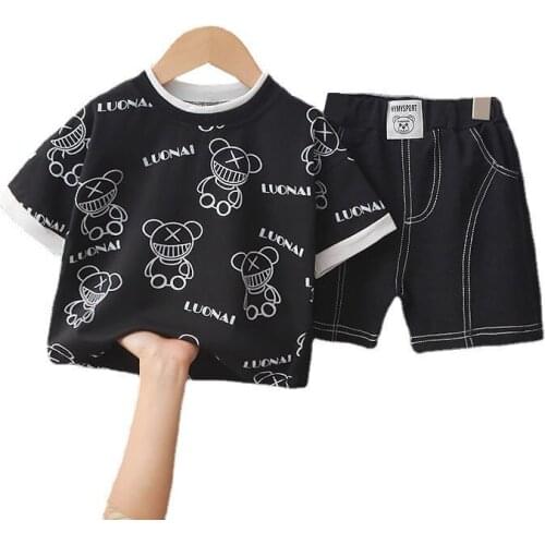 Summer Children Cartoon Clothing Baby Boys Girls Fashion T Shirt Shorts 2Pcs/sets Kids Infant Clothes Toddler Casual Sportswear