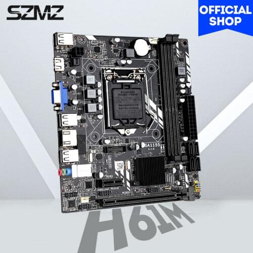 SZMZ H61 LGA 1155 Desktop Motherboard Support Intel Core I3 I5 I7 CPU Kit Ddr3 Memory Up To 16GB PC Plate Placa Mae LGA 1155