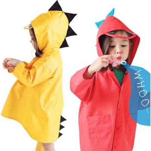 Cute Polyester Kids Raincoat Cartoon Dinosaur Rainproof Children Rain Coat Boys Girls Poncho Waterproof Baby Rain Cloak Jacket