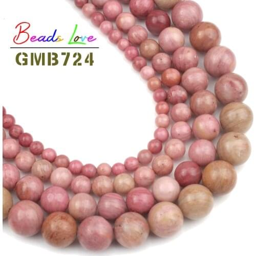 Natural Rhodochrosite Red Stone 4 6 8 10 12MM Round Loose Beads for Jewelry Making Bracelet Necklace Earrings DIY Wholesale 15