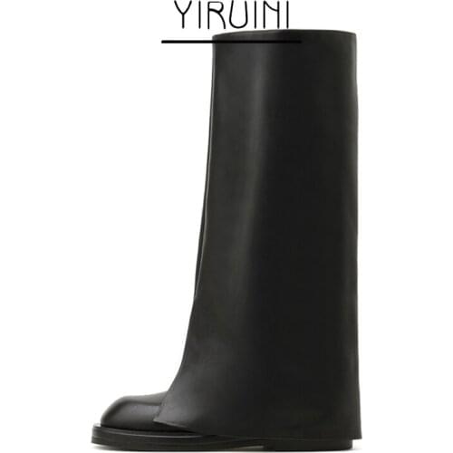 2021 New High-top Womens Boots Round Head Thin Trousers Boots But Knee Thick-soled Long Boots Womens Handsome Boots