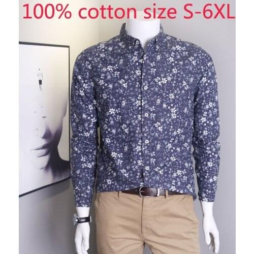 New Arrival Fashion Floral High Quality Autumn Men Long Sleeved Oxford Pure Cotton Casual Plus Size S M L XL 2XL 3XL 4XL 5XL 6XL