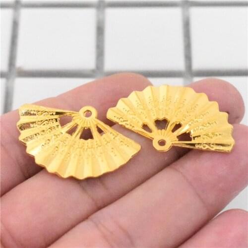 NEW Accessories,10pcs/lot 33x21mm Gold Color Plated Fan Charms Pendant for Making DIY Handmade Jewelry