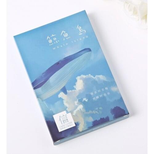 30Pcs/Pack The Whale Island Blue Ocean Watercolor LOMO Card Greeting Card Birthday Gift Cards Message Cards Universal Blessing