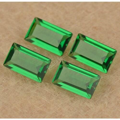 Wholesale 1x1.5~4x6mm 5A Wax Setting Green Nano Stone Loose Rectangle Baguette Shape Step Cut Synthetic Gems For Jewelry Making