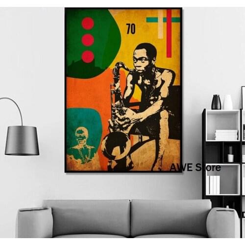 Fela Kuti Afrobeat Music Poster Hip Hop Rap Music Band Star Poster Wall Art Painting Room Home Decor Canvas Print