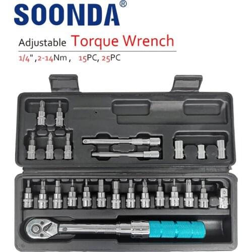 Preset Torque 1/4" Adjustable 2-14N.m Scale Digital Torque Wrench Set Ratchet Mechanical Torque Spanner Manual Wrenches For Bike