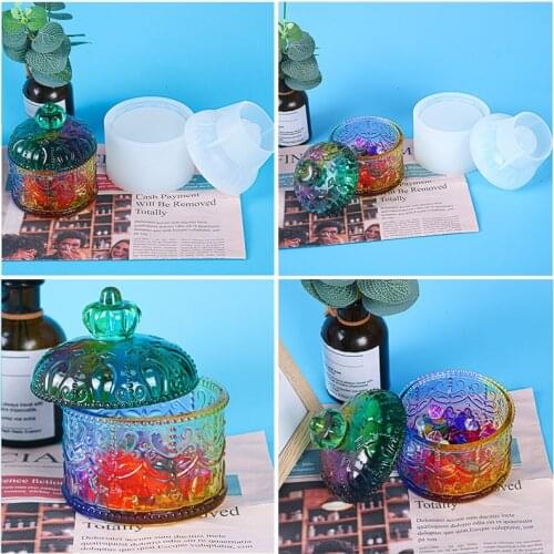 Silicone Mold Storage Box for Jewelry Box Mold Crown Makeup Insert Cup DIY Jewelry Making Handmade Tools Box Epoxy Resin Moulds