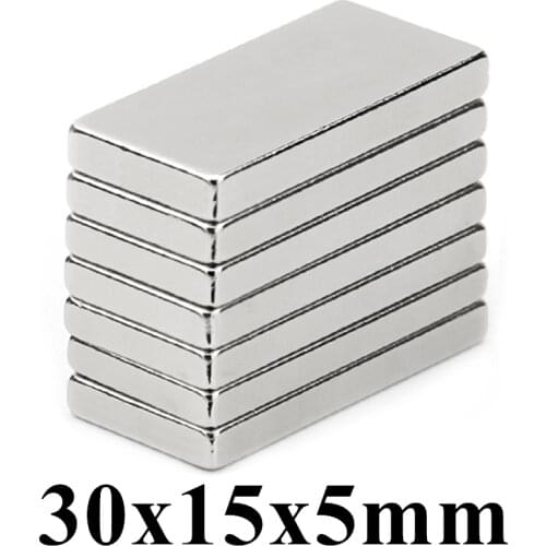 100pcs F30x15x5mm Super Powerful Strong Rare Earth Block NdFeB Magnet Neodymium N35 Magnets F30*15*5mm Free Shipping