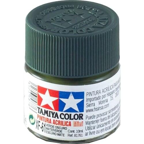 Tamiya. Acrylic paint XF-61 dark green (TAMIYA 81761). Tamiya XF61. Paints for models and modelling, tamiya paints