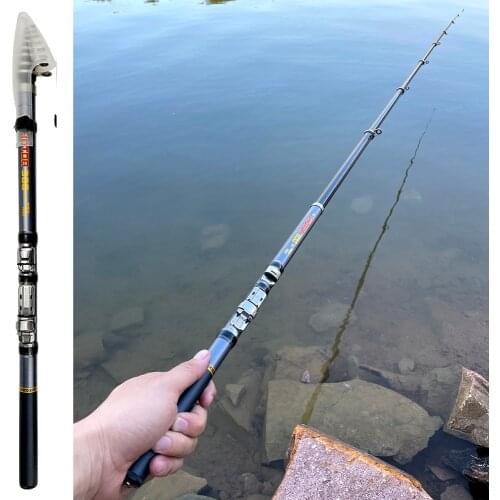 GHOTDA Fishing 1.5/1.8/2.1/2.4/2.7/3.0M Fishing Rod Mini Carbon Fiber Telescopic Travel Sea Boat Rock Fishing Rod
