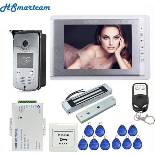 Hom Wired 7 inch Video Door Phone Intercom Entry System 1 Monitor + 1 RFID Access Camera + Electric Magnetic Lock FREE SHIPPING