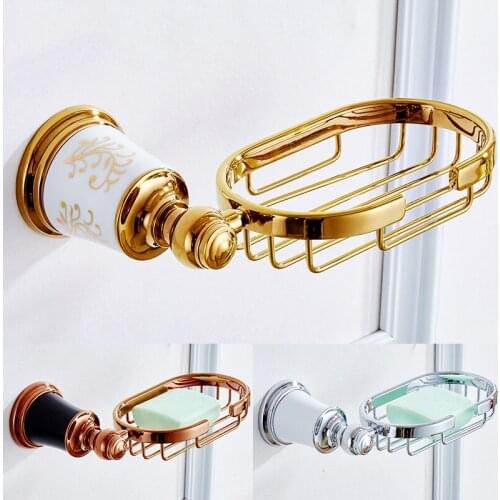 VidricSoap Baskets Gold Brass Soap Dish Holder Durable Luxury Bathroom FittingWall Mounted Toilet Soap Holder For Bathroom 87306