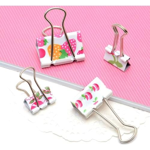 48pcs Binder Clips Multifunction Stationery Cute Flower Metal Binder Clip 25mm Planner Clips Funny Office Desk Decorative Kawaii