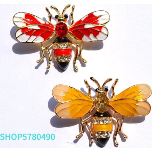 Fashion Jewelry Rhistone Bee Brooch Women Painted Insect Brooch Breast Pin Multi Color Garments Ladies Gifts Wedding Accessories