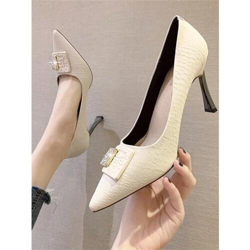 2021 new fashion simple shallow mouth single shoes all-match pointed toe stiletto high heels large size womens shoes 34-40