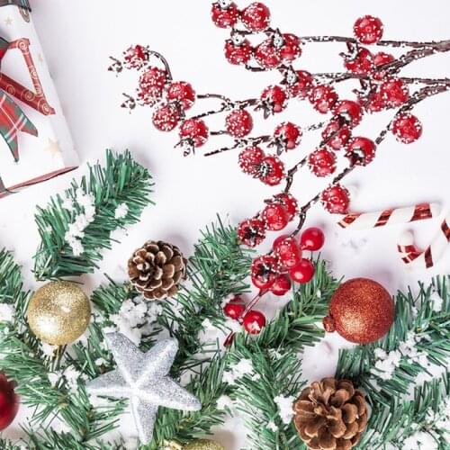1/3pcs Artificial Red Berries Stems Christmas Tree Flexible Holly Berries Props Decor Merry Christmas Decoration DIY Gift Crafts
