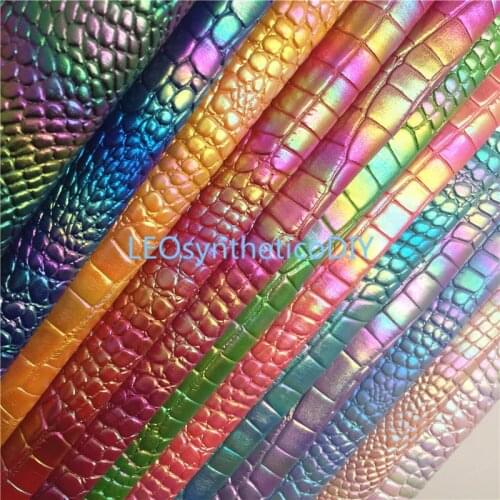 1PC 21X29CM Crocodile Faux Leather Fabric, Iridescent Synthetic Leather Fabric Sheets For Making Bows LEOsyntheticoDIY GM3231A
