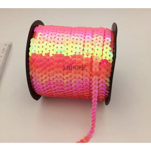 100 Yards 6mm AB PVC Sequins Ribbon Sequin Trim Sequin Roll, Sold per Packet of 1 Roll(100 Yards)-Middle Pink AB Confetti